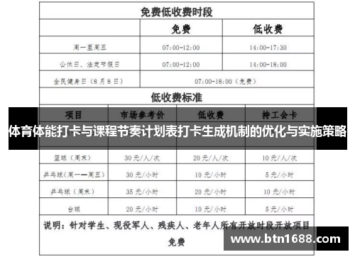 体育体能打卡与课程节奏计划表打卡生成机制的优化与实施策略